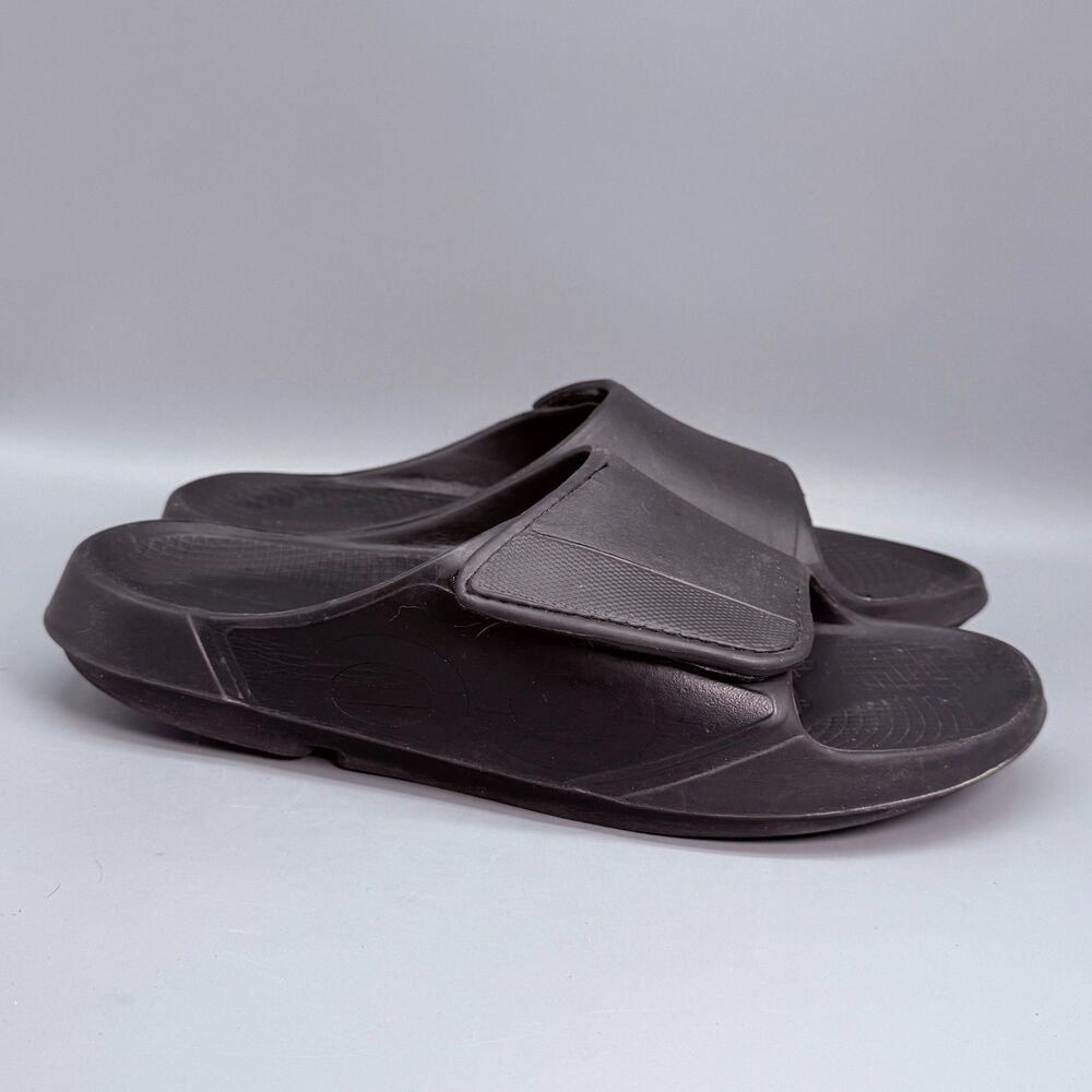 OOFOS OOahh Men's 13 Black Slip-On Sport Comfort Casual Recovery Slide Sandals